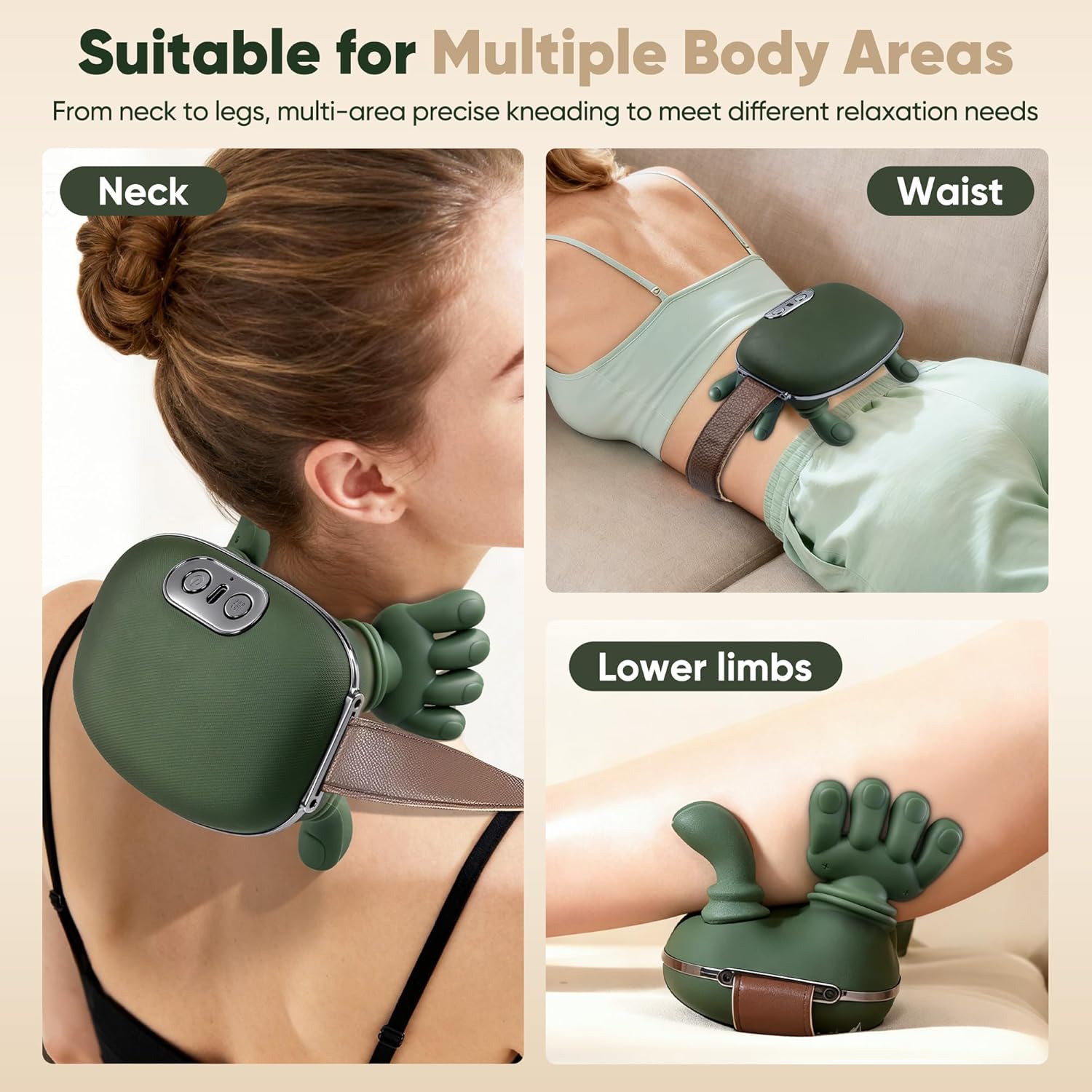 Picture of Neck Massager with Heat, Cordless Human-Like Massage, Green