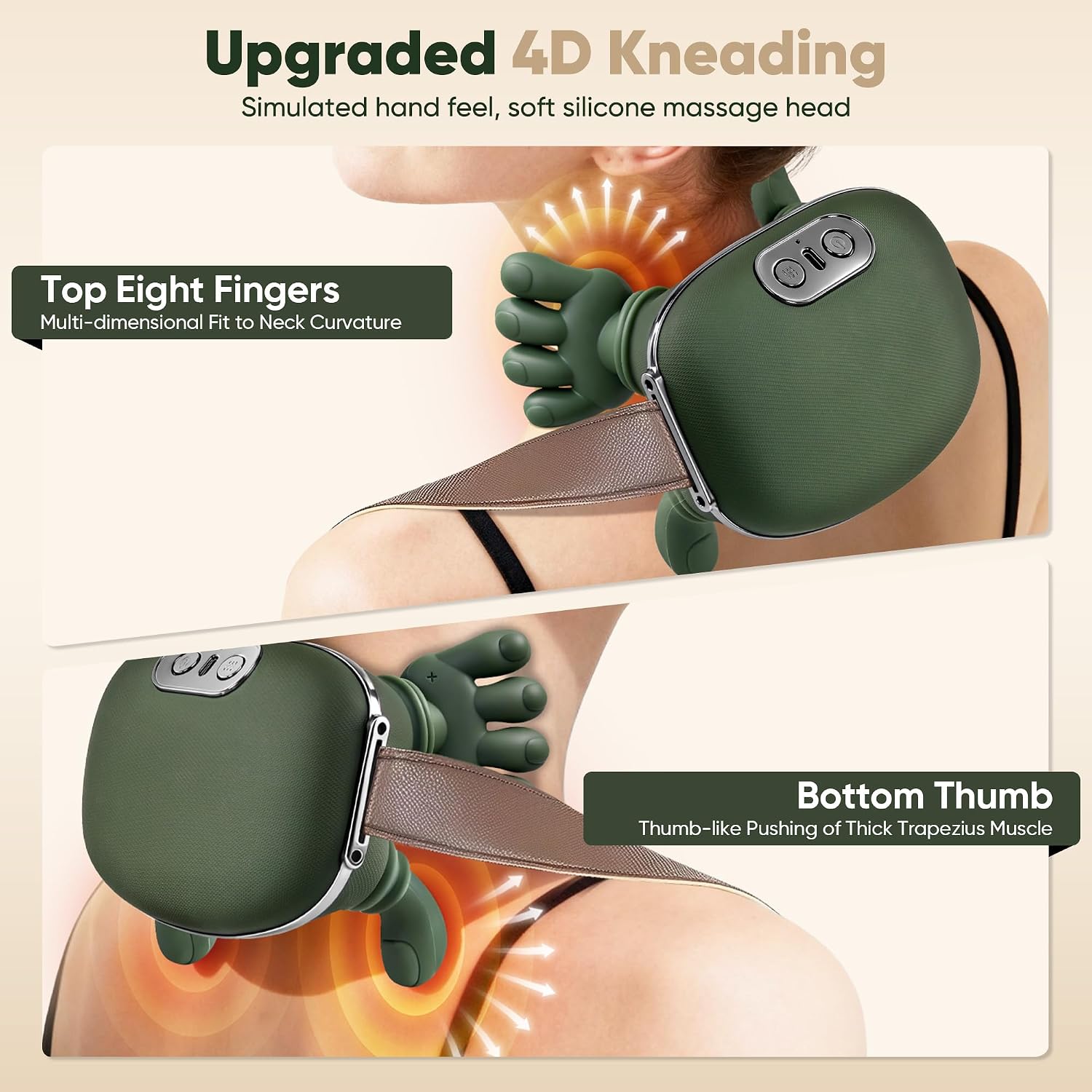Picture of Neck Massager with Heat, Cordless Human-Like Massage, Green