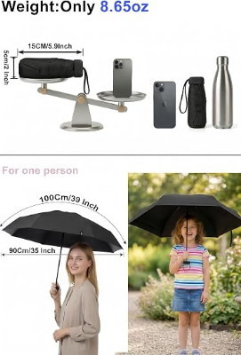 Picture of Travel Mini Umbrella With UV Sun Protection, Compact Pocket Size (Black)