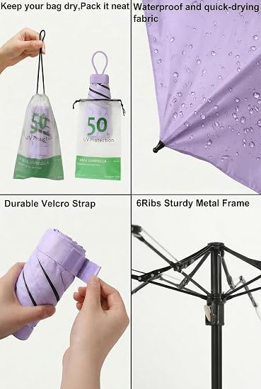 Picture of Travel Mini Umbrella With UV Sun Protection, Compact Pocket Size
