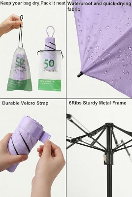 Picture of Travel Mini Umbrella With UV Sun Protection, Compact Pocket Size