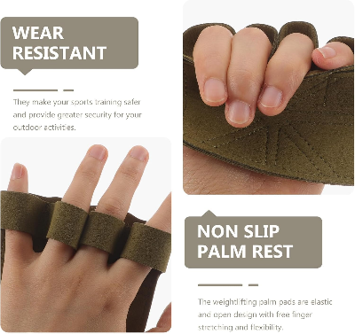 Picture of Barbell-Lifting Palm Protector Gloves with Elastic Palm Pads, Grip Workout Gloves for Men and Women Weightlifting Fitness Training