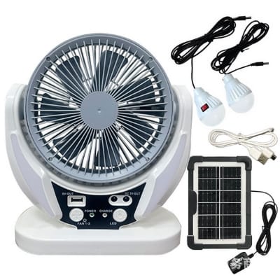 Picture of 21 . Camping Fan with Solar Panel, Rechargeable Battery Powered Tent Fan with LED Light