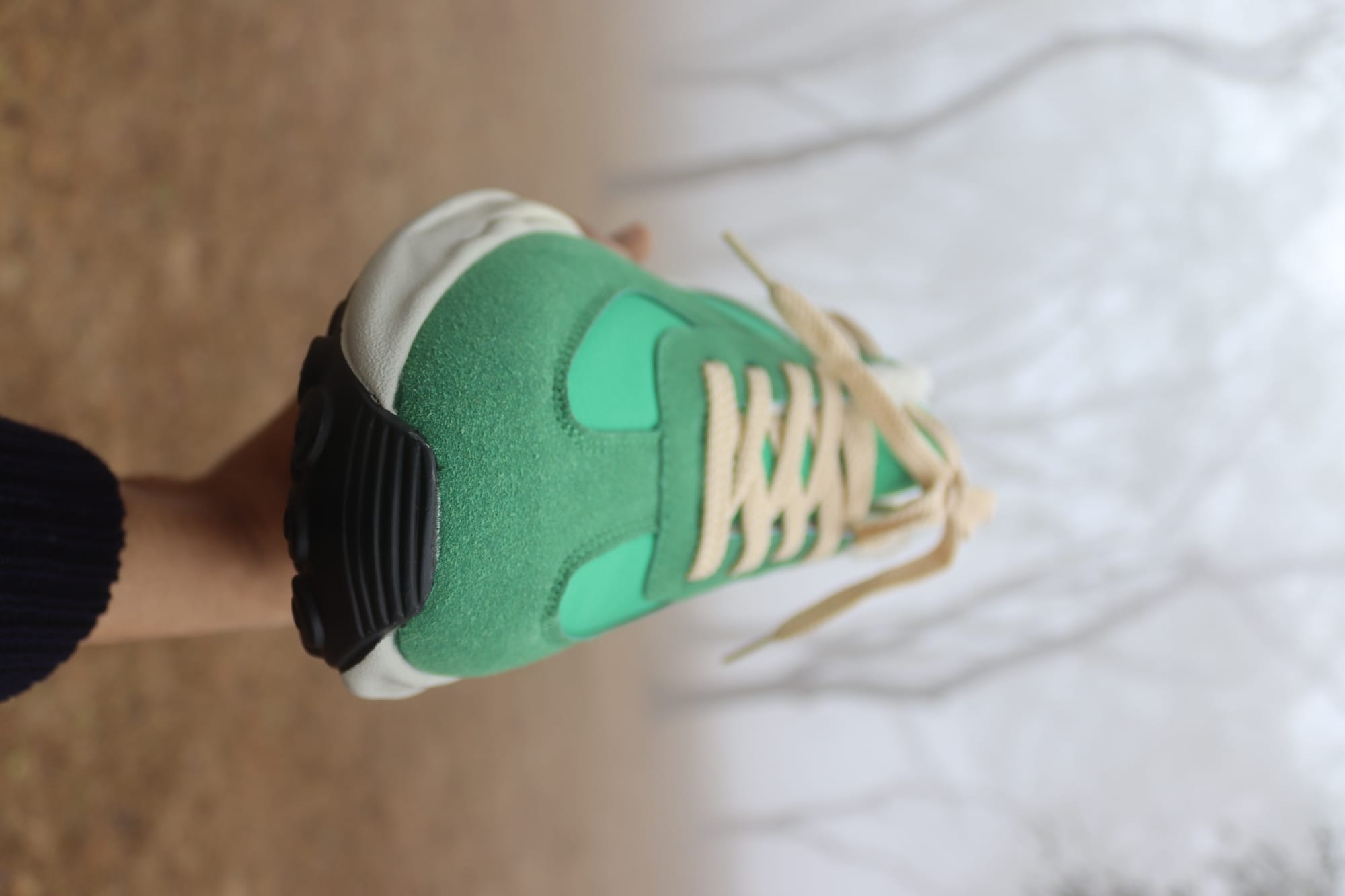 Picture of Warm Vibes & Clean Kicks: Cozy Green Plush Skate Shoes