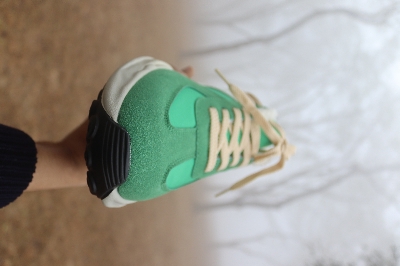 Picture of Warm Vibes & Clean Kicks: Cozy Green Plush Skate Shoes