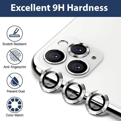 Picture of Camera Protector for iPhone 11 Pro Max White WSKEN Ring Camera Lens Protector for Mobile