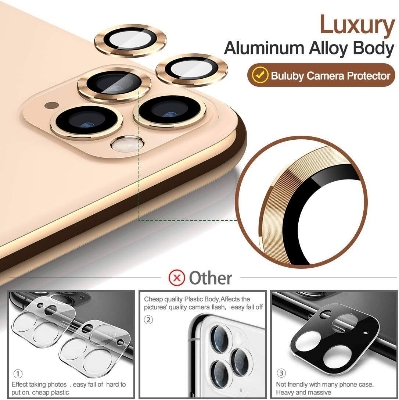 Picture of Camera Protector for iPhone 11 Pro Gold WSKEN Ring Camera Lens Protector for Mobile