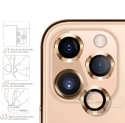 Picture of Camera Protector for iPhone 11 Pro Gold WSKEN Ring Camera Lens Protector for Mobile