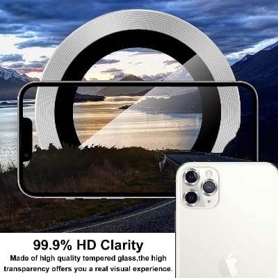 Picture of Camera Protector for iPhone 11 Pro White WSKEN Ring Camera Lens Protector for Mobile