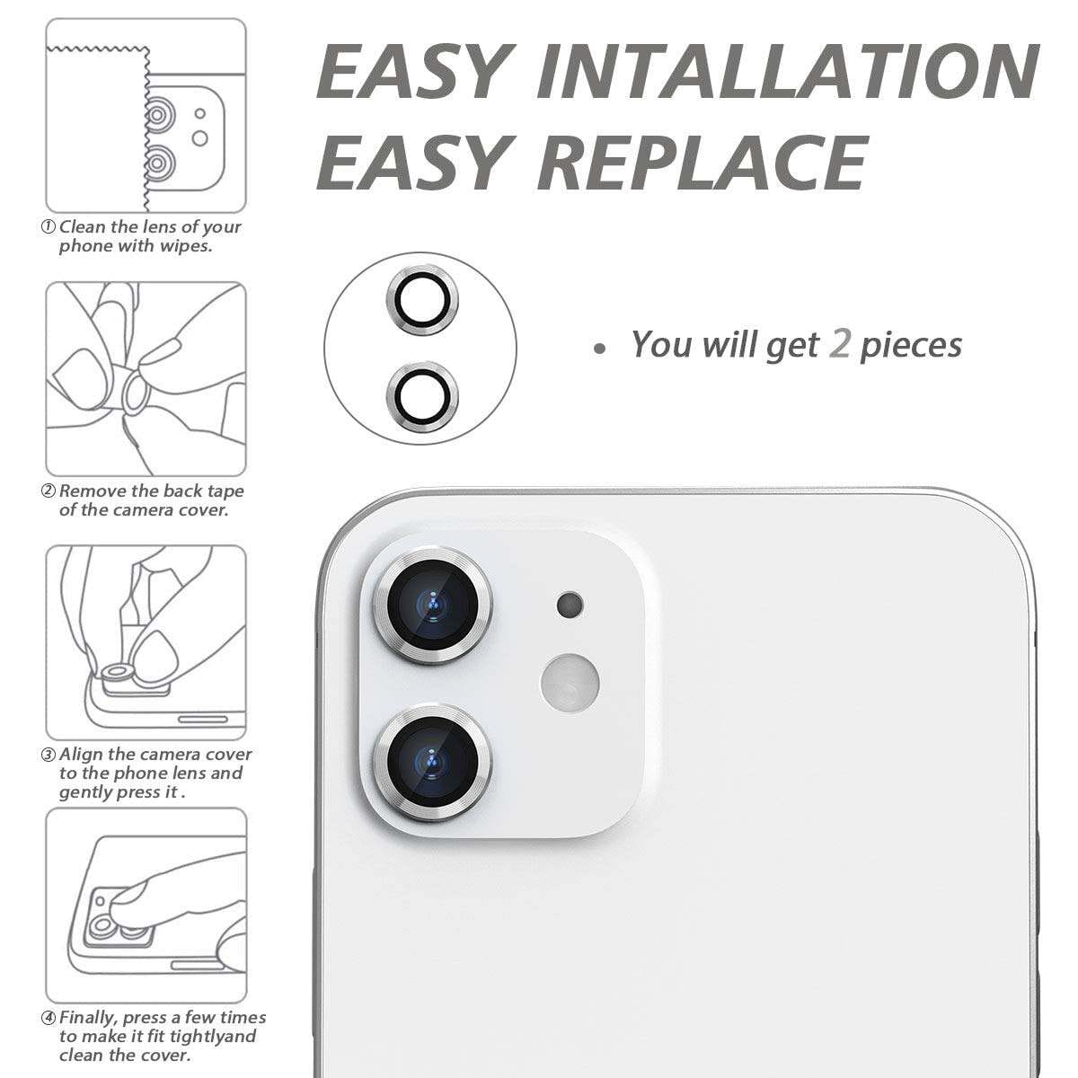 Picture of Camera Protector for iPhone 11 White WSKEN Ring Camera Lens Protector for Mobile