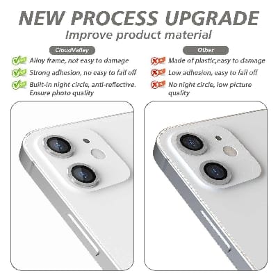 Picture of Camera Protector for iPhone 11 White WSKEN Ring Camera Lens Protector for Mobile