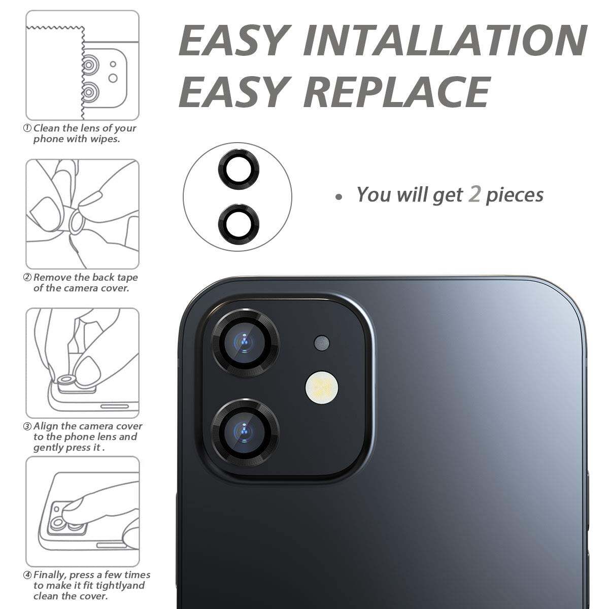 Picture of Camera Protector for iPhone 11 Black WSKEN Ring Camera Lens Protector for Mobile