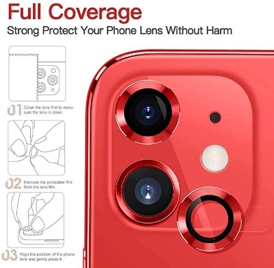 Picture of Camera Protector for iPhone 12 Mini Red WSKEN Ring Camera Lens Protector for Mobile