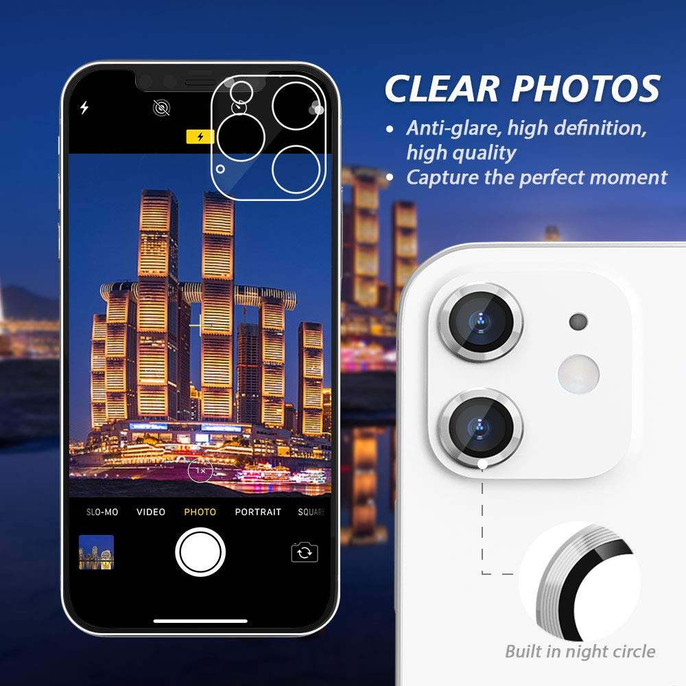 Picture of Camera Protector for iPhone 12 Mini White WSKEN Ring Camera Lens Protector for Mobile