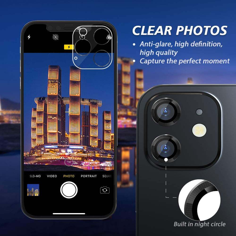 Picture of Camera Protector for iPhone 12 Mini Black WSKEN Ring Camera Lens Protector for Mobile