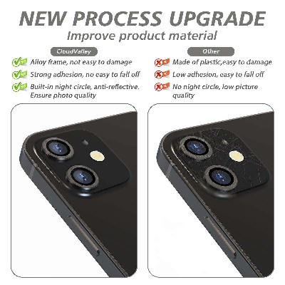 Picture of Camera Protector for iPhone 12 Mini Black WSKEN Ring Camera Lens Protector for Mobile