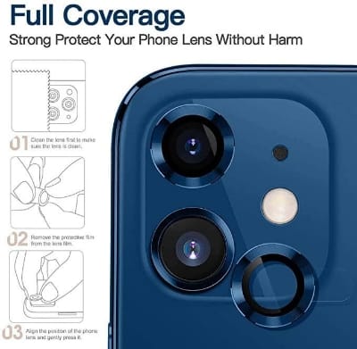 Picture of Camera Protector for iPhone 12 Blue WSKEN Ring Camera Lens Protector for Mobile