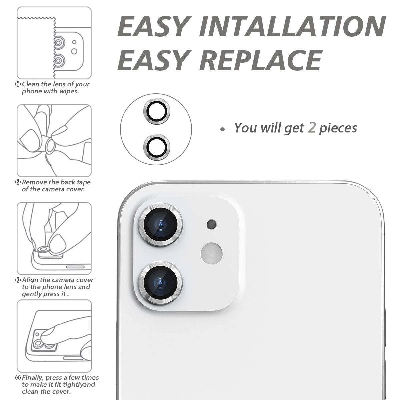 Picture of Camera Protector for iPhone 12 White WSKEN Ring Camera Lens Protector for Mobile
