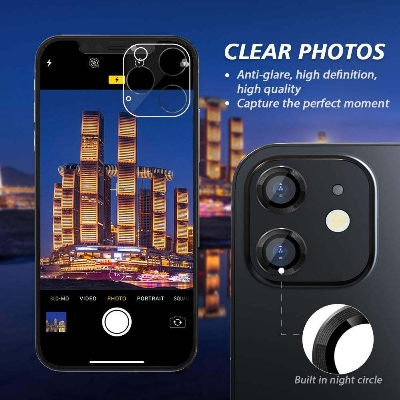 Picture of Camera Protector for iPhone 12 Black WSKEN Ring Camera Lens Protector for Mobile