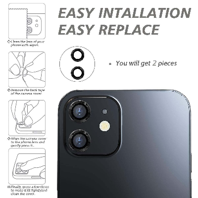 Picture of Camera Protector for iPhone 12 Black WSKEN Ring Camera Lens Protector for Mobile