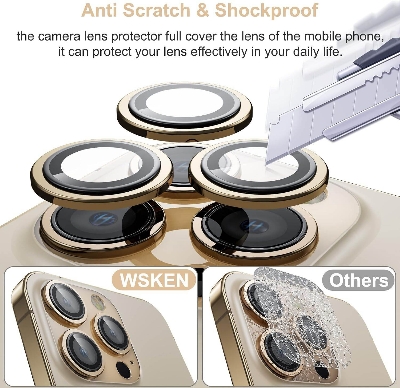 Picture of Camera Protector for iPhone 12 Pro Golden WSKEN Ring Camera Lens Protector for Mobile