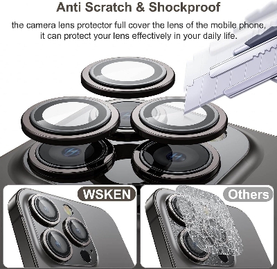 Picture of Camera Protector for iPhone 12 Pro Black WSKEN Ring Camera Lens Protector for Mobile