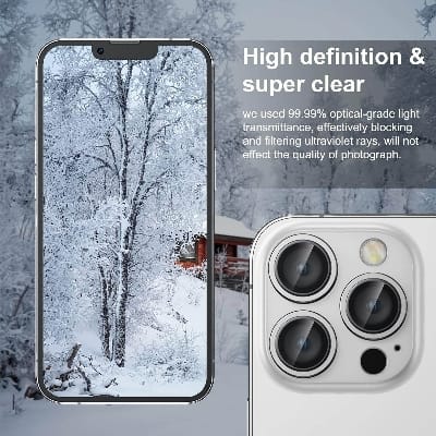Picture of Camera Protector for iPhone 12 Pro White WSKEN Ring Camera Lens Protector for Mobile