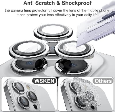 Picture of Camera Protector for iPhone 12 Pro White WSKEN Ring Camera Lens Protector for Mobile