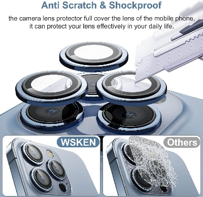 Picture of Camera Protector for iPhone 12 Pro Max Blue WSKEN Ring Camera Lens Protector for Mobile