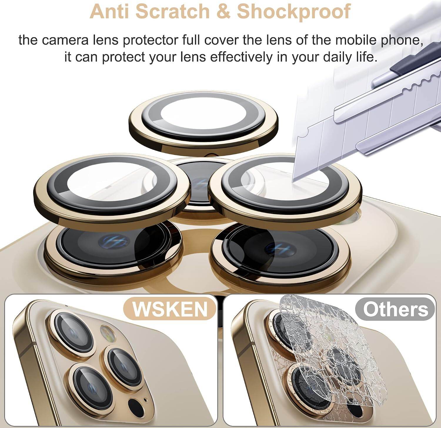 Picture of Camera Protector for iPhone 12 Pro Max Golden WSKEN Ring Camera Lens Protector for Mobile