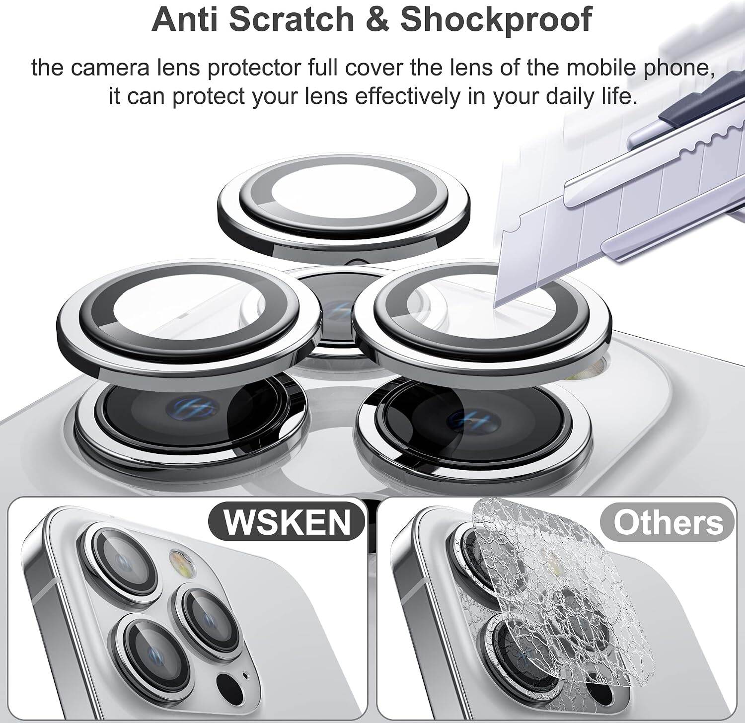Picture of Camera Protector for iPhone 12 Pro Max White WSKEN Ring Camera Lens Protector for Mobile