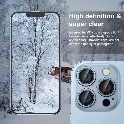 Picture of Camera Protector for iPhone 13 Pro Max Blue WSKEN Ring Camera Lens Protector for Mobile