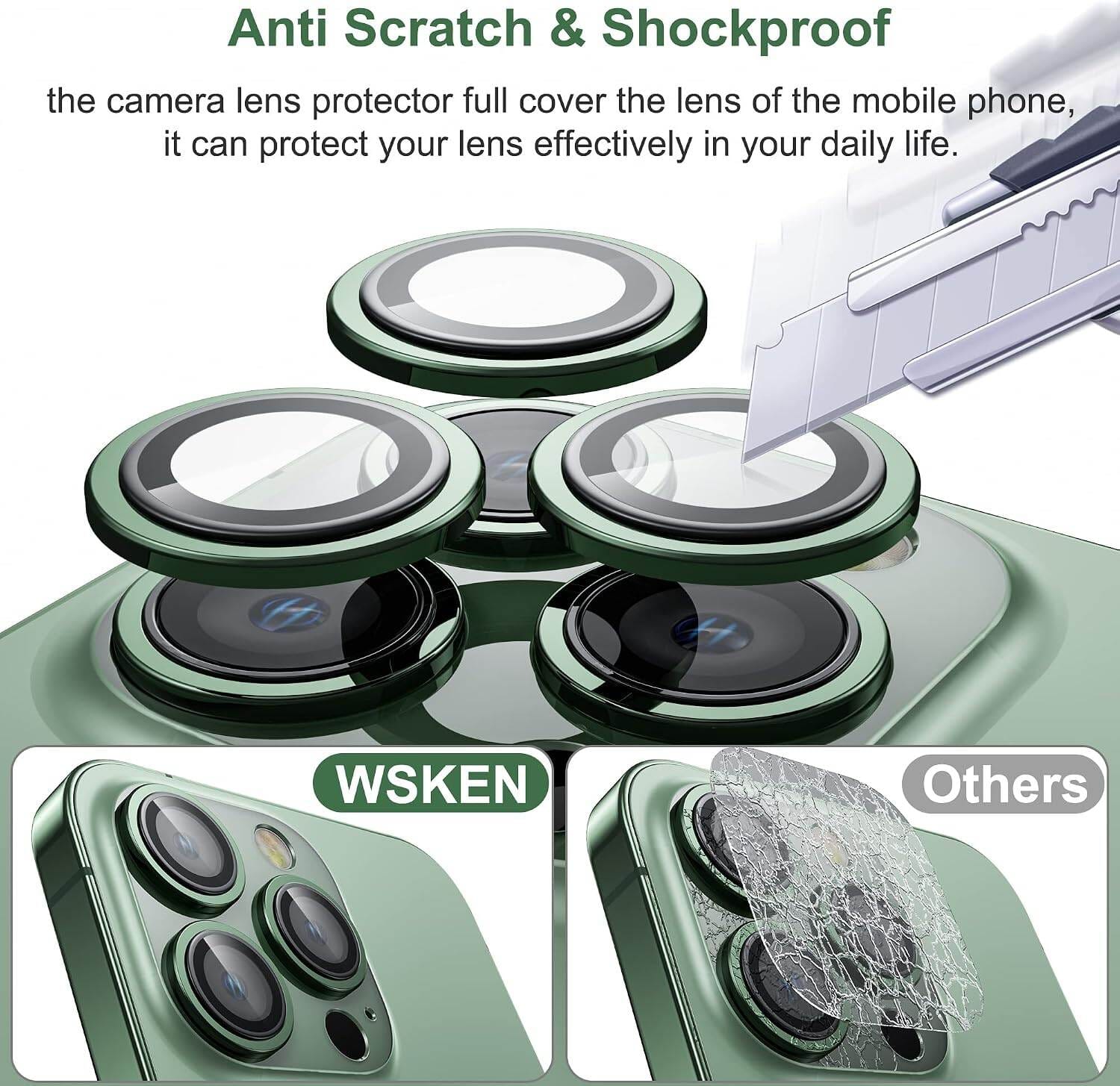 Picture of Camera Protector for iPhone 13 Pro Green WSKEN Ring Camera Lens Protector for Mobile