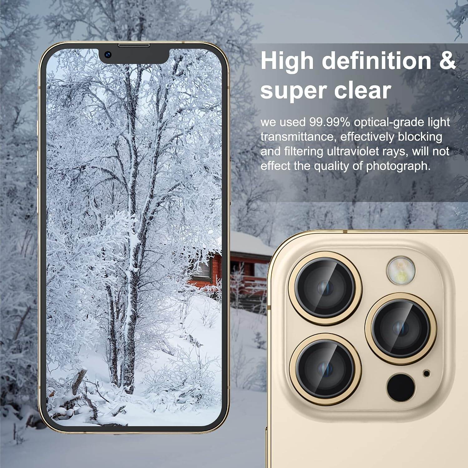 Picture of Camera Protector for iPhone 13 Pro Golden WSKEN Ring Camera Lens Protector for Mobile