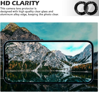 Picture of Camera Protector for iPhone 13 Mini Black WSKEN Ring Camera Lens Protector for Mobile