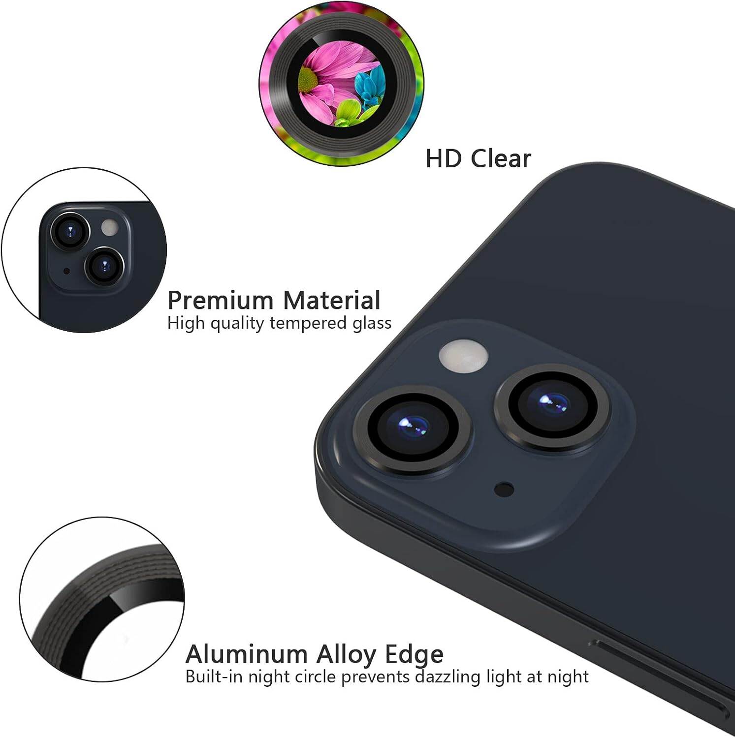Picture of Camera Protector for iPhone 13 Mini Black WSKEN Ring Camera Lens Protector for Mobile