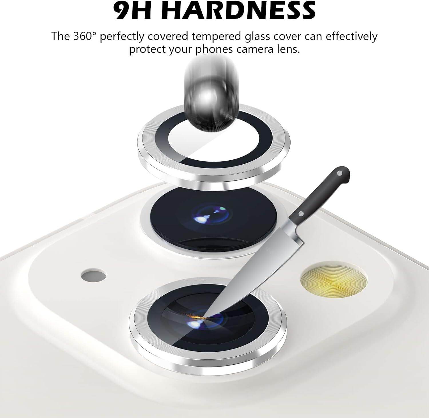 Picture of Camera Protector for iPhone 13 Mini White WSKEN Ring Camera Lens Protector for Mobile