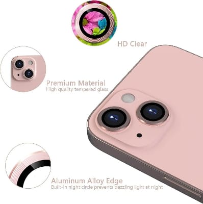 Picture of Camera Protector for iPhone 13 Mini Pink WSKEN Ring Camera Lens Protector for Mobile
