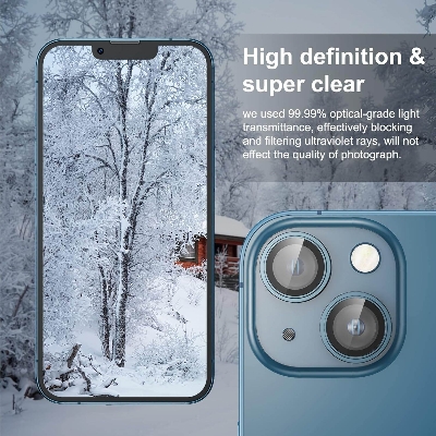 Picture of Camera Protector for iPhone 13 Mini Blue WSKEN Ring Camera Lens Protector for Mobile