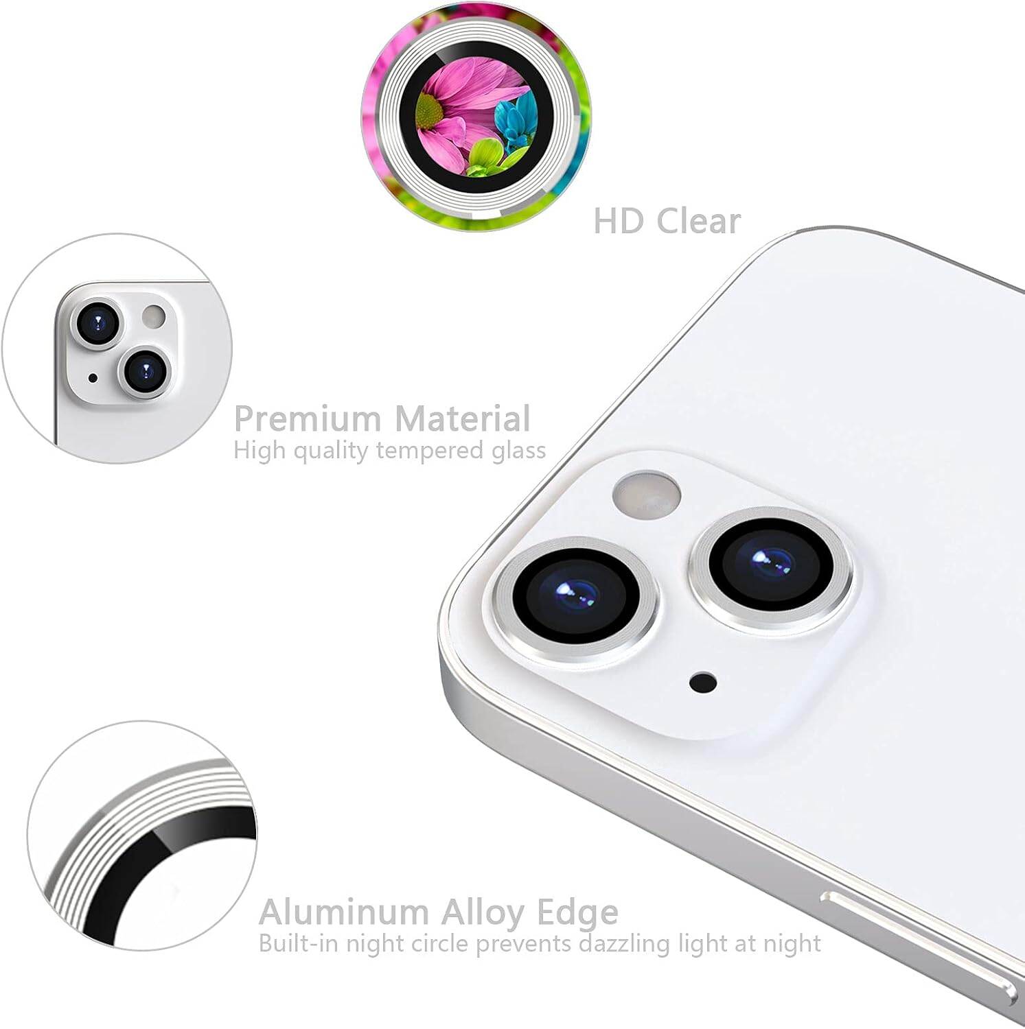 Picture of Camera Protector for iPhone 13 White WSKEN Ring Camera Lens Protector for Mobile