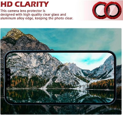 Picture of Camera Protector for iPhone 13 Red WSKEN Ring Camera Lens Protector for Mobile