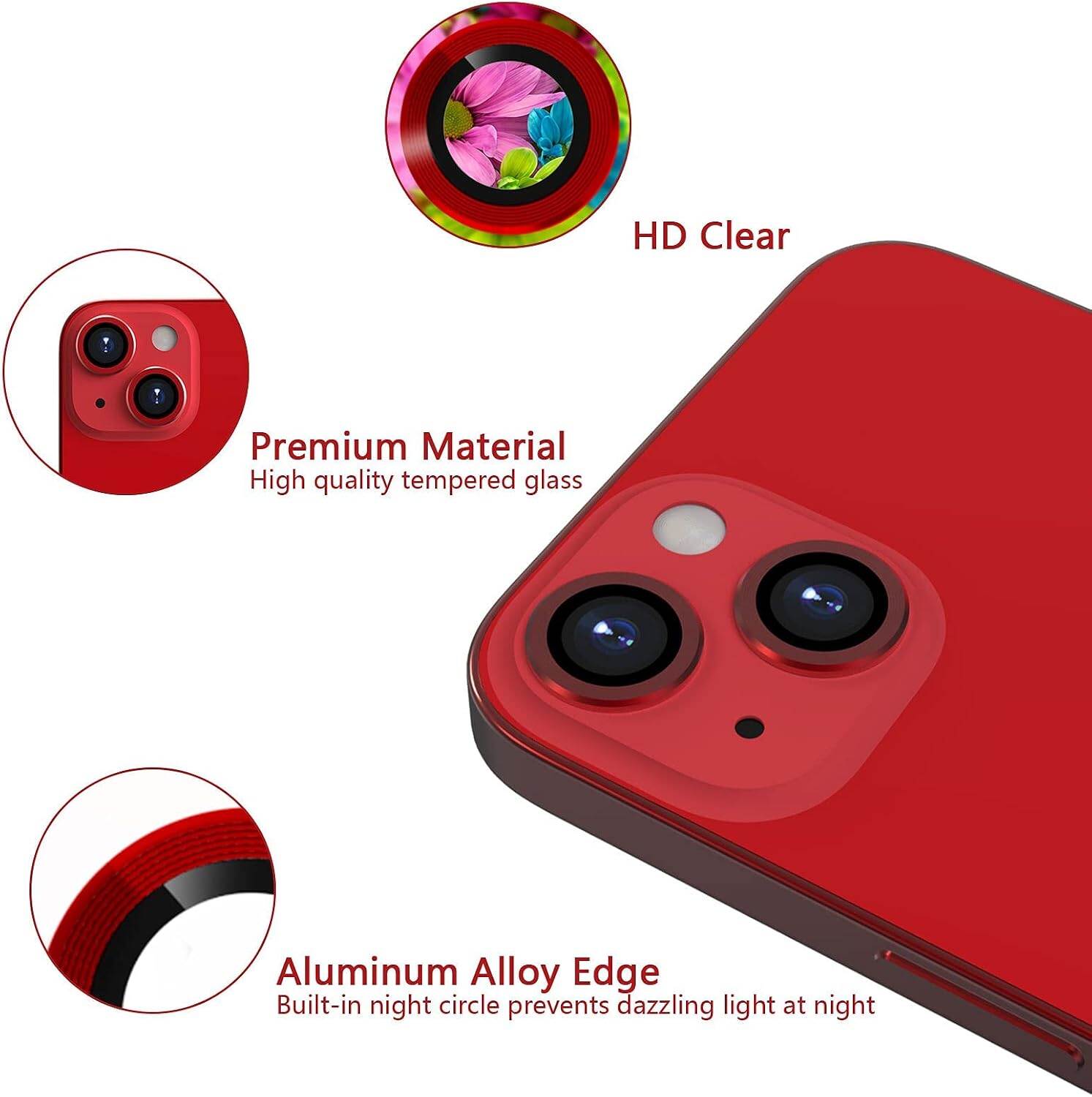 Picture of Camera Protector for iPhone 13 Red WSKEN Ring Camera Lens Protector for Mobile