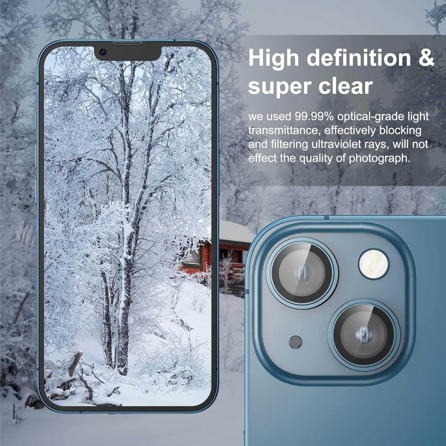 Picture of Camera Protector for iPhone 13 Blue WSKEN Ring Camera Lens Protector for Mobile