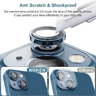 Picture of Camera Protector for iPhone 13 Blue WSKEN Ring Camera Lens Protector for Mobile