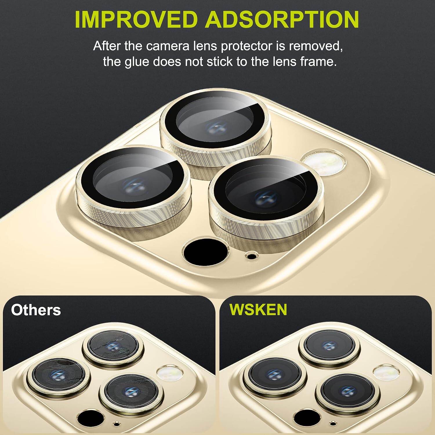 Picture of Camera Protector for iPhone 14 Pro Golden WSKEN Ring Camera Lens Protector for Mobile