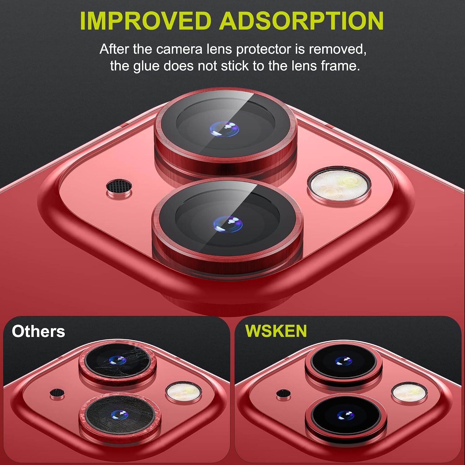 Picture of Camera Protector for iPhone 14 Plus Red WSKEN Ring Camera Lens Protector for Mobile