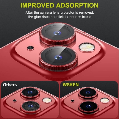 Picture of Camera Protector for iPhone 14 Plus Red WSKEN Ring Camera Lens Protector for Mobile