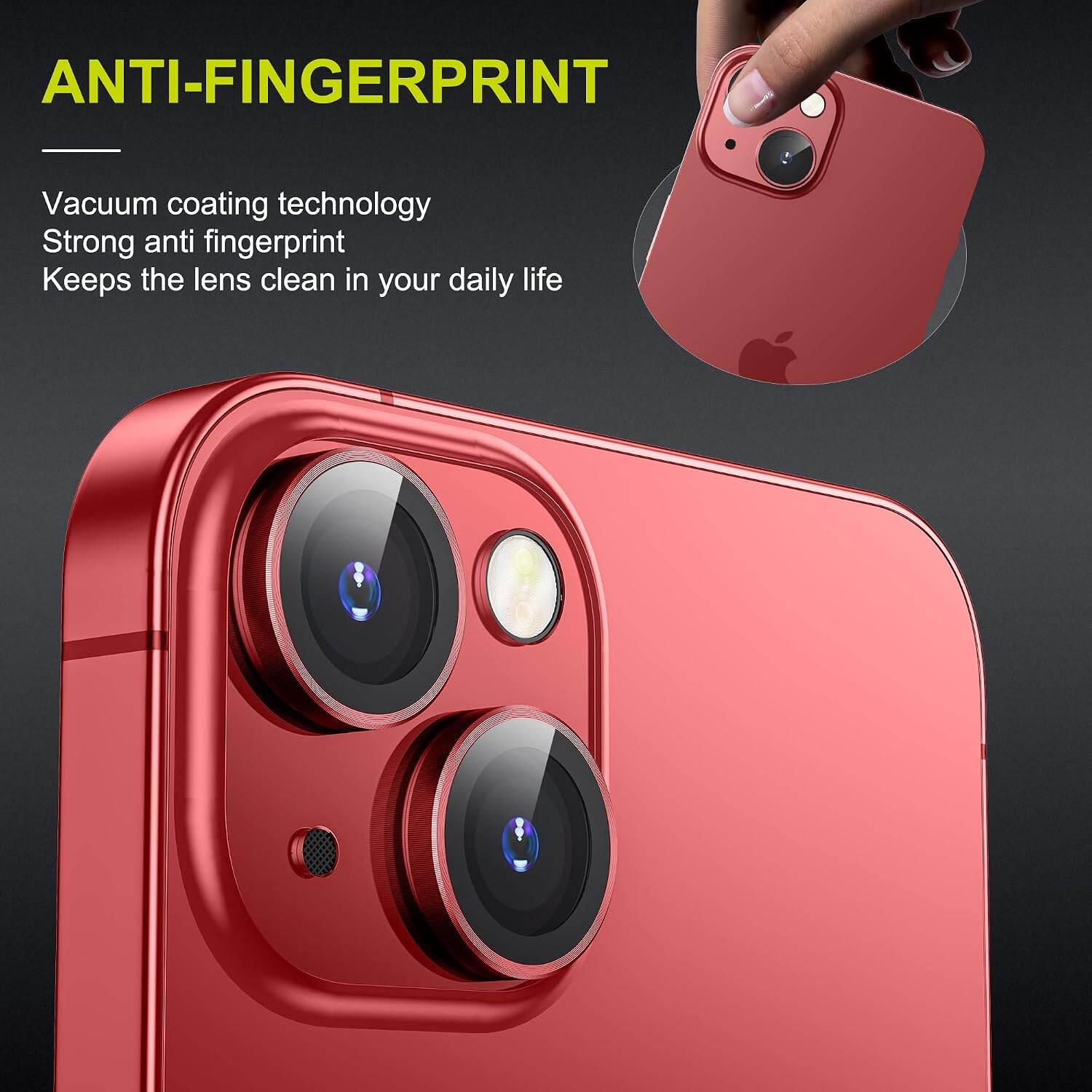 Picture of Camera Protector for iPhone 14 Plus Red WSKEN Ring Camera Lens Protector for Mobile