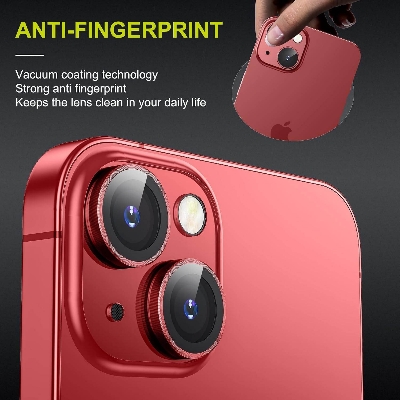 Picture of Camera Protector for iPhone 14 Plus Red WSKEN Ring Camera Lens Protector for Mobile