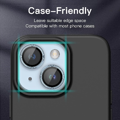 Picture of Camera Protector for iPhone 14 Plus Blue WSKEN Ring Camera Lens Protector for Mobile
